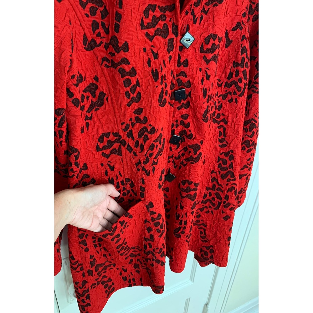 Moonlight Y & S Fashion Design Red Tunic XL Trapeze Jacket Lagenlook Art to Wear - Picture 4 of 16